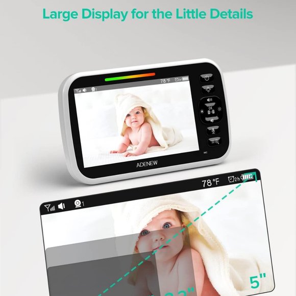 ADENEW 5" WIFI PAN & TILT VIDEO BABY MONITOR - NIGHT VISION, 2 WAY TALK - Picture 5 of 14